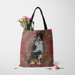 travel dogs tote bernese mountain dog mandala tote standing carnations