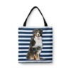 Bernese Mountain Dog Travel Style Tote Bag 1 travel dogs tote bernese mountain dog nautical stripes front view White