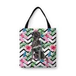 travel dogs tote black lab geometric tropical front view White