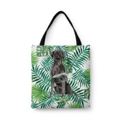 travel dogs tote black lab leaves front view White