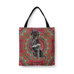 travel dogs tote black lab mandala front view White