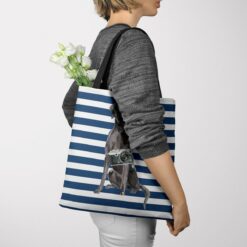 travel dogs tote black lab nautical stripes tote woman jumper view