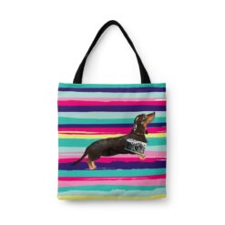 Black & Tan Dachshund Travel Style Tote Bag 31 travel dogs tote black tan dachshund beach front view White