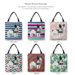 Black&white French bulldog Travel Style Tote Bag 29 travel dogs tote blackwhite french bulldog variations