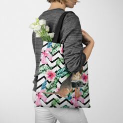 BloodHound Travel Style Tote Bag 40 travel dogs tote bloodhound geometric tropical tote woman jumper walking view