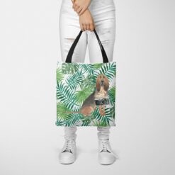 BloodHound Travel Style Tote Bag 35 travel dogs tote bloodhound leaves tote woman trowsers front view