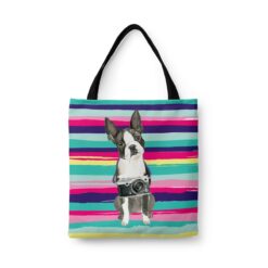 travel dogs tote boston terrier beach front view White