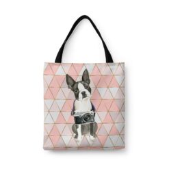 travel dogs tote boston terrier luxe front view White