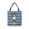 travel dogs tote boston terrier nautical stripes front view White