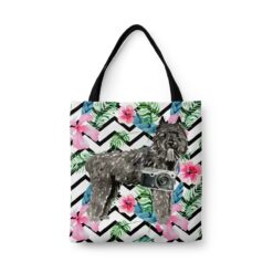 travel dogs tote bouvier des flandres geometric tropical front view White