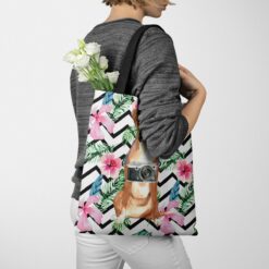 Boxer Travel Style Tote Bag 40 travel dogs tote boxer geometric tropical tote woman jumper walking view