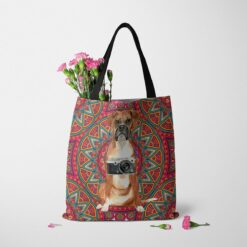 Boxer Travel Style Tote Bag 37 travel dogs tote boxer mandala tote standing carnations