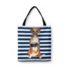 travel dogs tote boxer nautical stripes front view White