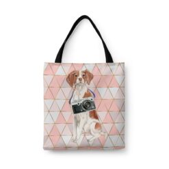 Brittany Travel Style Tote Bag 30 travel dogs tote brittany luxe front view White