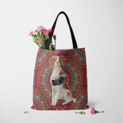Brittany Travel Style Tote Bag 37 travel dogs tote brittany mandala tote standing carnations