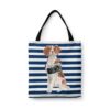 Brittany Travel Style Tote Bag 2 travel dogs tote brittany nautical stripes front view White