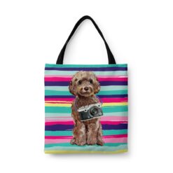 Brown Cockapoo Travel Style Tote Bag 31 travel dogs tote brown cockapoo beach front view White