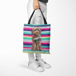 Brown Cockapoo Travel Style Tote Bag 39 travel dogs tote brown cockapoo beach tote woman trowsers walking view