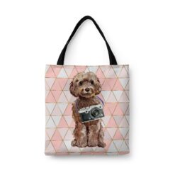Brown Cockapoo Travel Style Tote Bag 30 travel dogs tote brown cockapoo luxe front view White