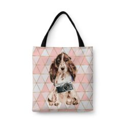 Brown Cocker Spaniel Travel Style Tote Bag 30 travel dogs tote brown cocker spaniel luxe front view White