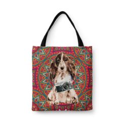 Brown Cocker Spaniel Travel Style Tote Bag 34 travel dogs tote brown cocker spaniel mandala front view White