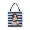 Brown Cocker Spaniel Travel Style Tote Bag 1 travel dogs tote brown cocker spaniel nautical stripes front view White