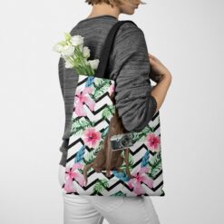 Brown Labrador retriever Travel Style Tote Bag 40 travel dogs tote brown labrador retriever geometric tropical tote woman jumper walking view