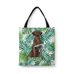 Brown Labrador retriever Travel Style Tote Bag 33 travel dogs tote brown labrador retriever leaves front view White