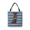 Brown Labrador retriever Travel Style Tote Bag 1 travel dogs tote brown labrador retriever nautical stripes front view White