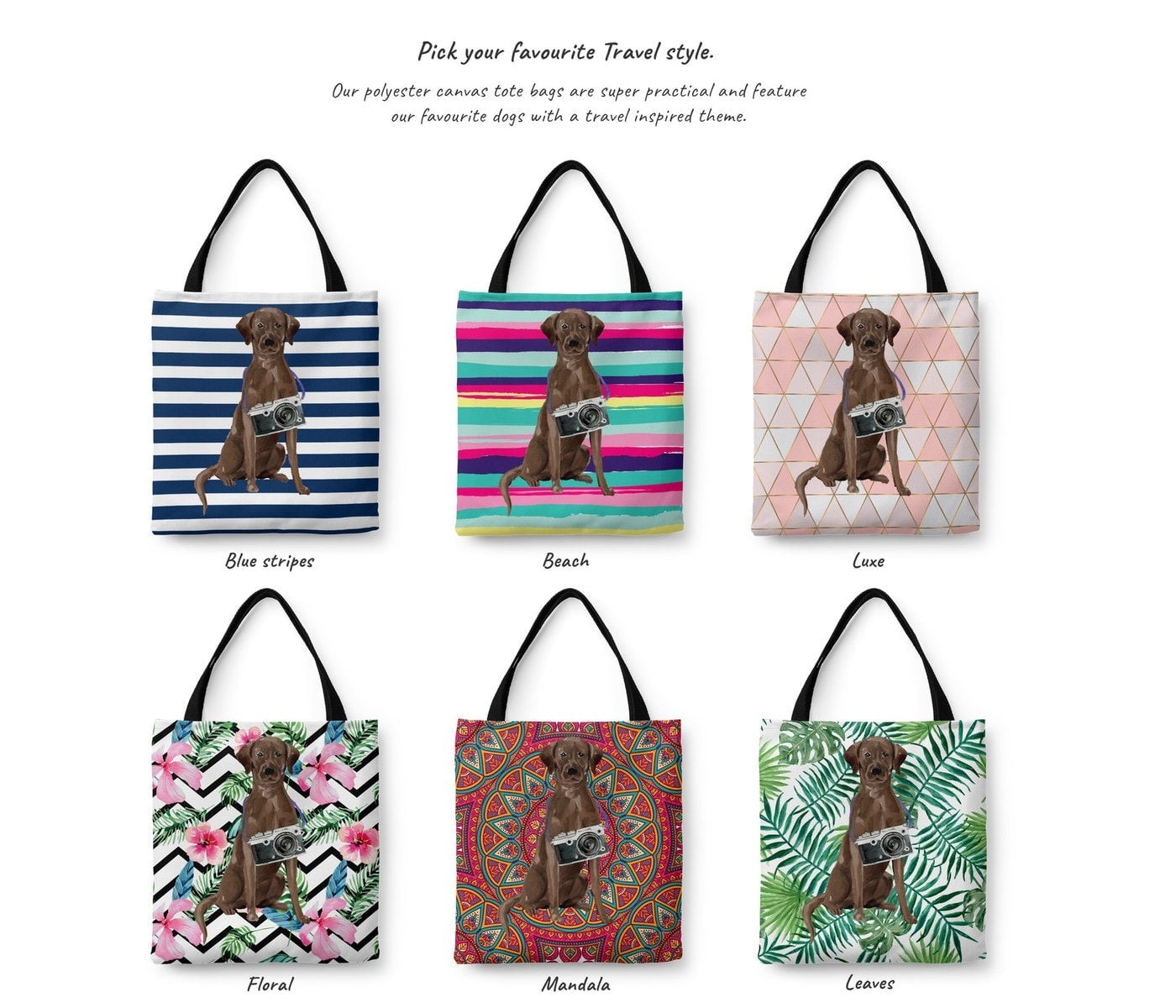 Brown Labrador retriever Travel Style Tote Bag 4 Brown Labrador retriever Travel Style Tote Bag - Image 2