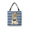 Cairn Terrier Travel Style Tote Bag 1 travel dogs tote cairn terrier nautical stripes front view White