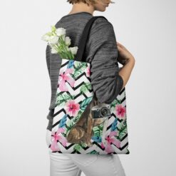 Catahoula Leopard Dog Travel Style Tote Bag 40 travel dogs tote catahoula leopard dog geometric tropical tote woman jumper walking view