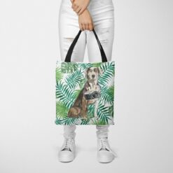 Catahoula Leopard Dog Travel Style Tote Bag 35 travel dogs tote catahoula leopard dog leaves tote woman trowsers front view