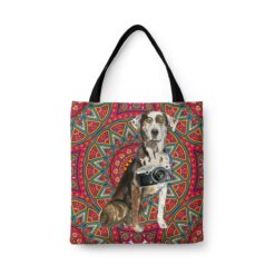 Catahoula Leopard Dog Travel Style Tote Bag 34 travel dogs tote catahoula leopard dog mandala front view White