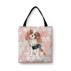 Cavalier King Charles Spaniel Travel Style Tote Bag 30 travel dogs tote cavalier king charles spaniel luxe front view White