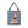 Cavapoo Travel Style Tote Bag 1 travel dogs tote cavapoo nautical stripes front view White
