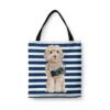 Champagne cockapoo Travel Style Tote Bag 2 travel dogs tote champagne cockapoo nautical stripes front view White