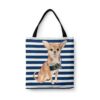 Chihuahua Travel Style Tote Bag 1 travel dogs tote chihuahua nautical stripes front view White