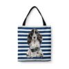 Cocker Spaniel Travel Style Tote Bag 1 travel dogs tote cocker spaniel nautical stripes front view White
