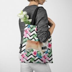 Corgi Travel Style Tote Bag 40 travel dogs tote corgi geometric tropical tote woman jumper walking view