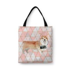 Corgi Travel Style Tote Bag 30 travel dogs tote corgi luxe front view White