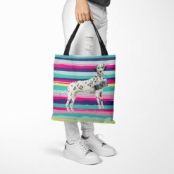 travel dogs tote dalmatian beach tote woman trowsers walking view