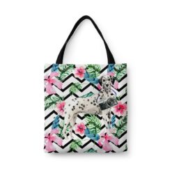 travel dogs tote dalmatian geometric tropical front view White
