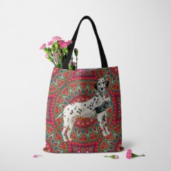 travel dogs tote dalmatian mandala tote standing carnations