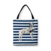 Dalmatian Travel Style Tote Bag 1 travel dogs tote dalmatian nautical stripes front view White