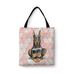 Doberman Travel Style Tote Bag 30 travel dogs tote doberman luxe front view White
