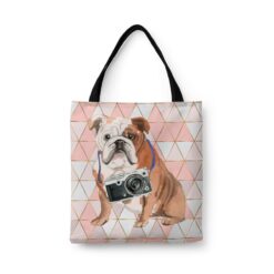 English Bulldog Travel Style Tote Bag 30 travel dogs tote english bulldog luxe front view White