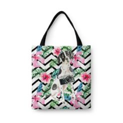travel dogs tote english pointer geometric tropical front view White