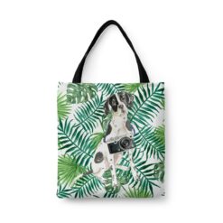 travel dogs tote english pointer leaves front view White