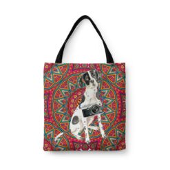 travel dogs tote english pointer mandala front view White
